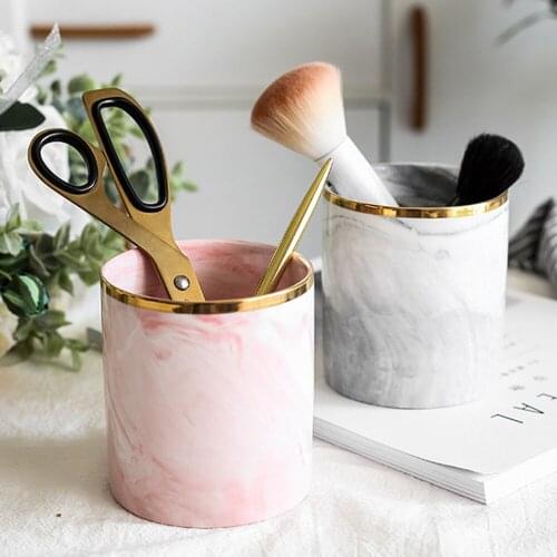 Minimalist Nordic Marble Makeup Brush Storage Bottles Jars Box Creative Ins Style Porcelain Ceramic Brush Pen Holder