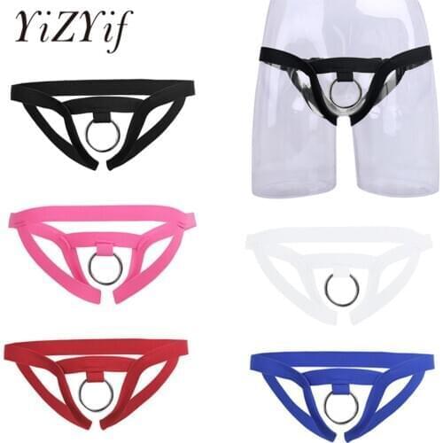 YiZYiF Gay Underwear Jockstrap Sissy Thongs Men Crotchless G-string Men Lingerie Bikini Underpants O-Ring Penis Briefs Men