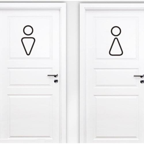 New style Simple toilet sign Wall Sticker Bathroom door home Decoration Wallpaper Creative pattern Wall beautification Stickers