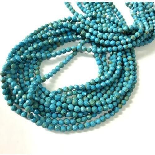 Wholesale 1string Natural Turquoises Faceted Round Beads 4mm 6mm 8mm 10mm Micro Faceted Loose Gem Stone Beads 15.5" strand