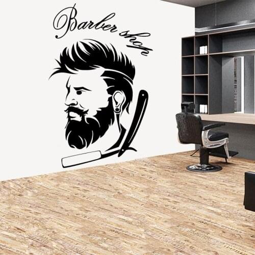 Barber Icon Mans Hair Shaving Barbershop Stickers Wall Decor Hair Salon Hairstylist Decals Interior Room Decoration Mural S164
