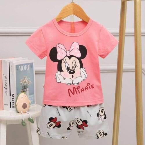 Disney Cute Cartoon Pyjamas Snow White Kids Minnie Clothes Summer Girls Unicorn Set Sofia Baby Sleepwear cotton children pajamas