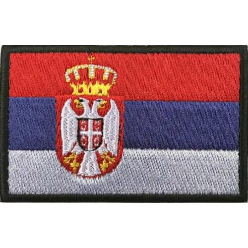 1PC Serbian flag Serbia Armband Embroidered Patch Hook & Loop or iron on Embroidery Velcro Badge Cloth Military Moral Stripe