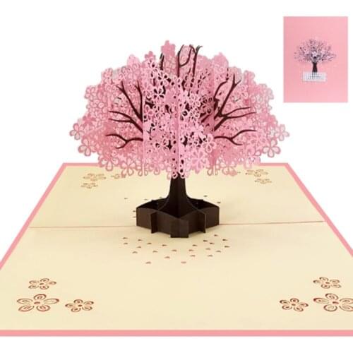 Happy birthday 3D flower greeting card gift with envelope sticker laser cut party invitation greeting card