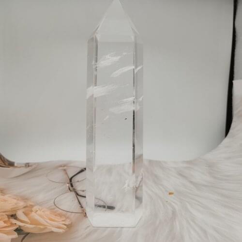 1PCS Natural Stone Mineral Crystal White Family Decoration Witchcraft Worship Meditation Wheel Pulse Healing Crystal Column