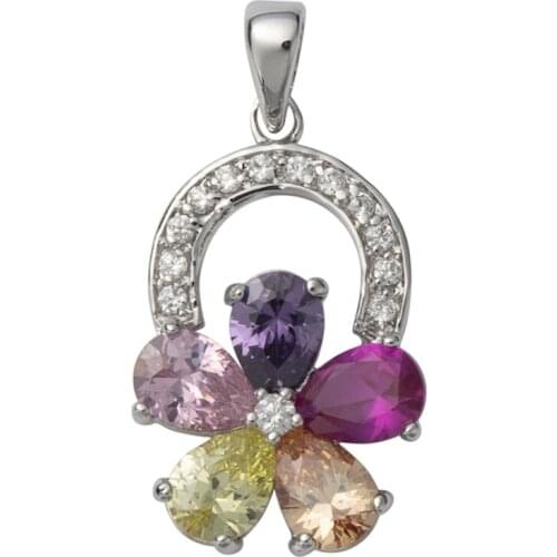 Fleure Esme luxury christmas pendant women jewelry vintage gift Pink Purple Morganite Peridot Cubic Zirconia Rhodium Plated R505