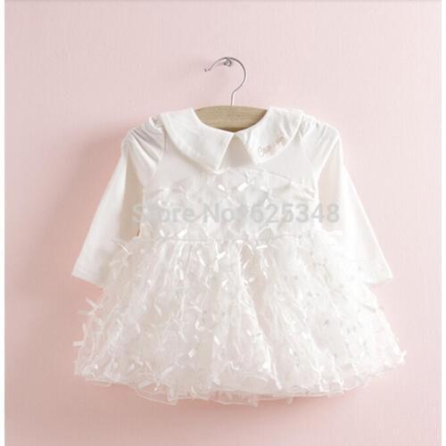 Retail-New Autumn Baby Girls Dress Baby Clothes Children Cute Infant Dress Ball Gown with bownot vestido infantil