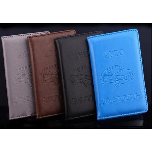 Russian Auto Driver License Holder PU Leather Car Driving Documents Cards Note Holder Stationery Office School Supplies 5 Colors