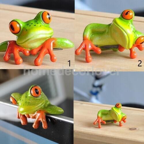 Hand Crafted Resin 3D Frog Figurines Statues Decoration for Car Office Desk Computer, Fish Tank Under Water Ornament