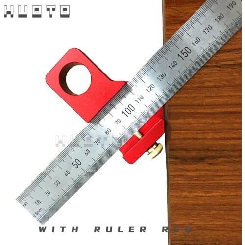 Carpentry DIY Woodworking Angle Scriber Steel Ruler Positioning Block Line Scriber Gauge Aluminum Alloy For Measuring Tools