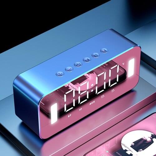 LED Mirror Alarm Clock HiFi Bass AI Bluetooth Speaker Digital Clock Mobile Phone Holder FM Hand-free Call MP3 TF AUX