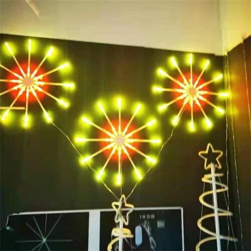 Thrisdar Dia60CM Remote Control RGB Hanging Starburst Lamp DIY Firework Fairy Lights Fan Christmas Garland Twinkle String Light