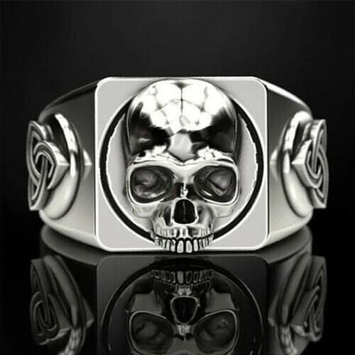 VIKING Signet Skull Biker Ring Mens Fashion Gift Punk Biker Jewelry Motorcycle Ring for Man