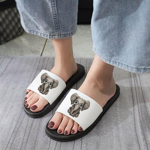 Harajuku print elephant 2021 women slippers Women Pattern Slippers Outdoor Flip Flops Summer Beach Fashion Open Toe