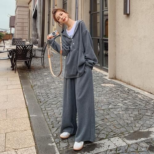 Womens Casual Tracksuits Hoodie Outfits Two Piece Set Oversize Female Home Suit Loose Sweatshirt And Pant High Quality 2021 New