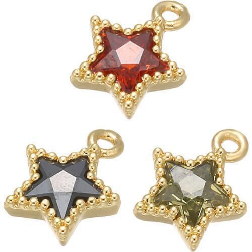 ZHUKOU 8x10mm Brass crystal star Pendants Connectors Charms For necklace and earrings Jewelry Making Accessories model:VD514
