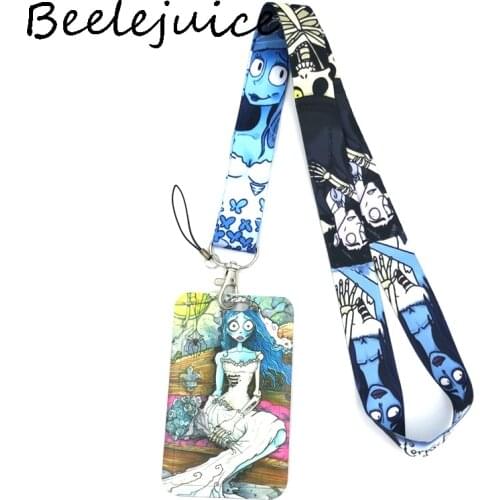 12sets Corpse Bride Anime Lanyard Badge Holder ID Card Lanyards Mobile Phone Rope Key Lanyard Neck Straps Keychain Decorations