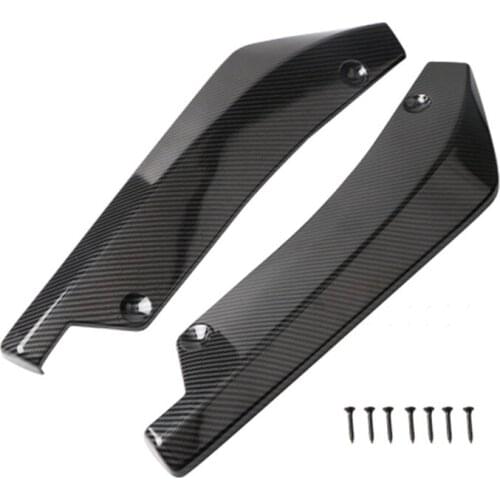 2pcs Car Rear Bumper Lips Shovels Diffuser Splitter Protector Accessories Carbon fiber Glossy Black