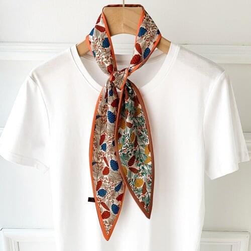 2021 Fashion New Kerchief Small Silk Neck Scarf For Women Print Hijab Scarfs Female Shawls And Wraps Scarves Bandana Foulard