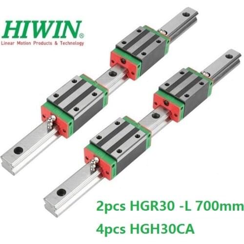 2pcs 100% Original New Hiwin HGR30 -L 700mm linear guide/rail + 4pcs HGH30CA linear narrow blocks for CNC router