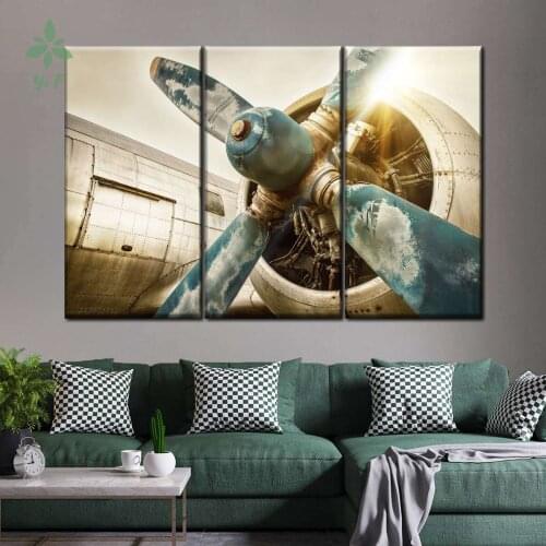 Vintage Airplane Multi Panel 3 Piece Canvas Home For wall Decoration Oil Painting