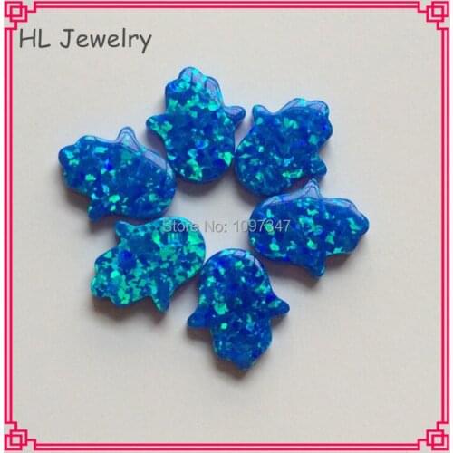 30PCS/ Lot Hot Sale OP05 Pacific Blue Syntehtic Opal Hamsa 11*13MM Hand Opal Beads