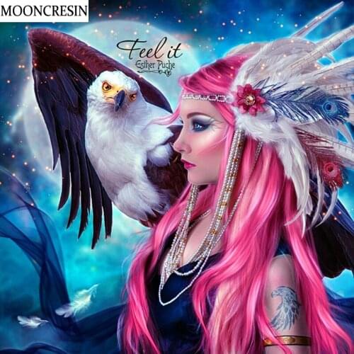 5D Diy Diamond Painting Full Rhinestone Painting Beauty & Eagle Cross Stitch Embroidery Diamond Mosaic Sticker Decoration Home