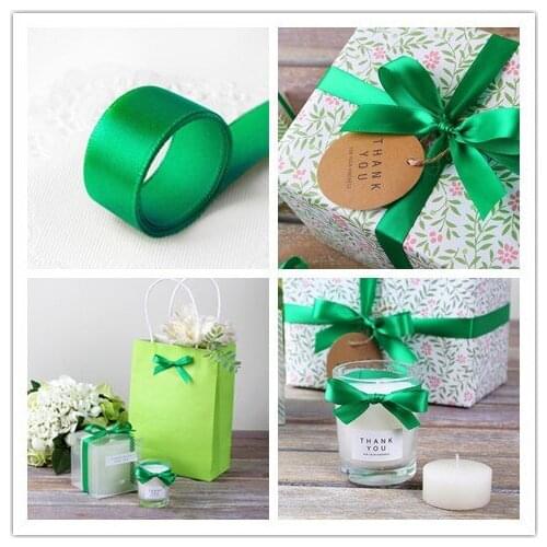 10mm 15mm 3/8'' 5/8'' 25Yards/22 Meters Satin Green Ribbons Wedding Invitation Card Party Decoration Scrapbooking Wrap Supplies