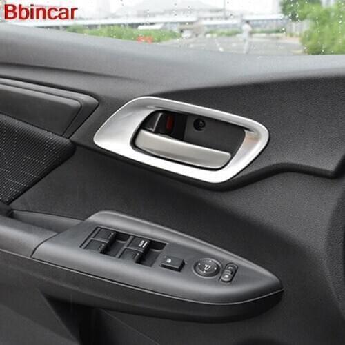 Bbincar ABS Matte Inner Door Handle Bowl Cup Cover Decal Auto Sticker Car Interior Styling 4pcs For Honda Jazz HR-V 2014 2015