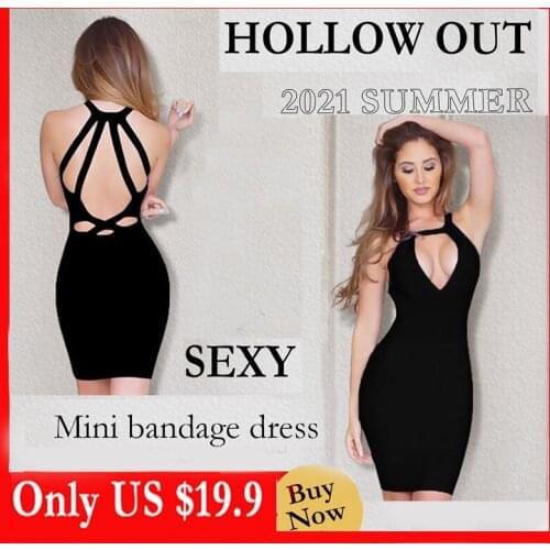 Free Shipping 2019 Newset Halter Neck Sleeveless Keyhole Sexy Bodycon Women Celebrity Club Party Bandage Dress