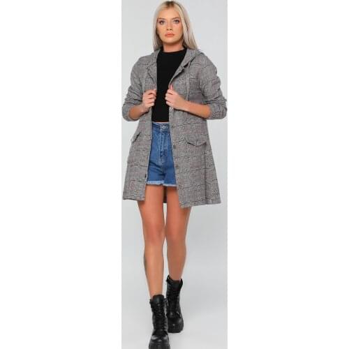 Baseball jacket Womens Hooded Double Pocket Plaid Patterned jacket coat women coat fur 2021