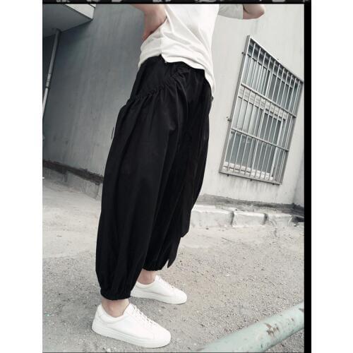 27-44 2021 New Pleated Pants Fat Legs Harem Pants Large Pockets Cuffs Wide Leg Pants Nine Points Pants Bloomers Singer Costumes