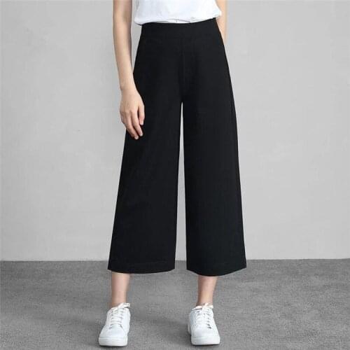 Women Trousers Work Wear Loose Summer Wild Leg Pants Black Plus Size 7XL Female Solid Color Elastic Waist Pants Pantalones Mujer
