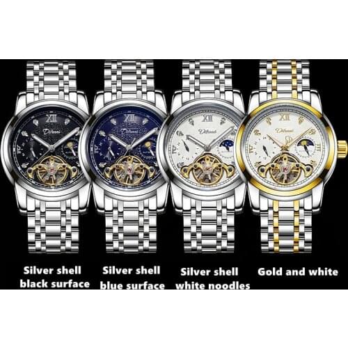 Automatic Mechanical Watch Waterproof Big Flywheel MenS Mechanical Watch Luminous Sun Moon Star Function MenS Watch