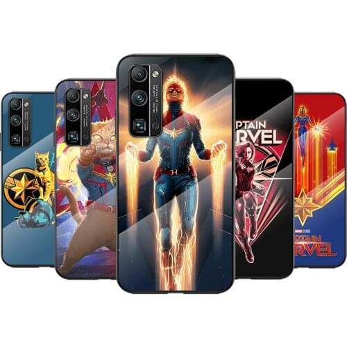 Tempered Glass Cover Avengers Captain Marvel For Huawei Honor 30 20 10 9X 8X Pro Plus Lite Shockproof Shell Phone Case