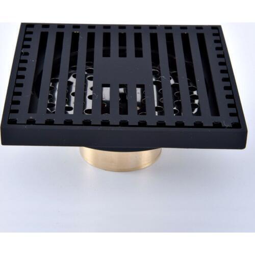 Black Oil Rubbed Bronze Carved Flower Pattern Bathroom Shower Drain 4" Square Floor Drain Waste Grates ahr071