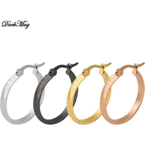 DarkMag 316L Stainless Steel Ear Buckle for Women Simple Classic Small Steel Earrings Stud Thin Hoops Earrings Jewelry Gift