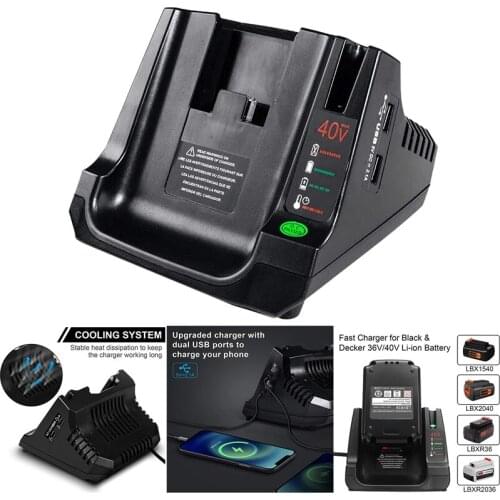For Black and Deckers LCS36 LCS40 40V Lithium Battery Fast Charger BXR36 LBX36 BXR2036 LBX1540 LBX2040