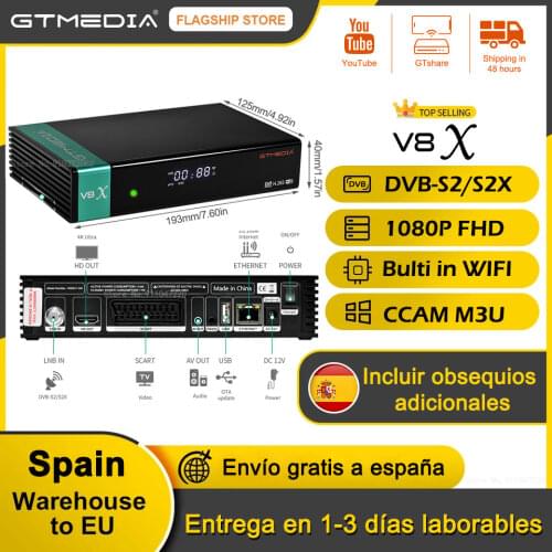 GT Media V8X V8 Nova DVB-S2 decoder satellite receiver,IPTV spain,IPTV Europe,H.265,support HD TV Receiver
