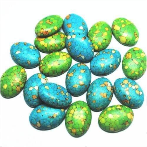 10pcs natural turquoisee stone cabochons oval shape blue color with green color no hole beads cabs 18x25mm only we have beads