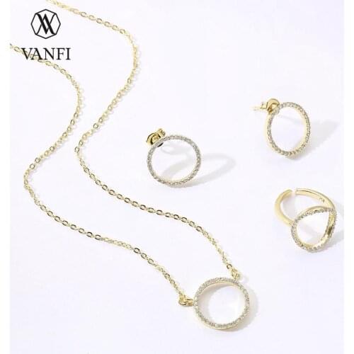 Kfvanfi classic design simple gold earrings necklace ring sets dainty jewelry set