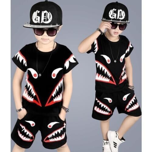 2019 Boys Summer Clothing Set Fashion Casual Sports Short Sleeve Cotton Children Clothes Sets Color 4 6 8 10 12 YEARS