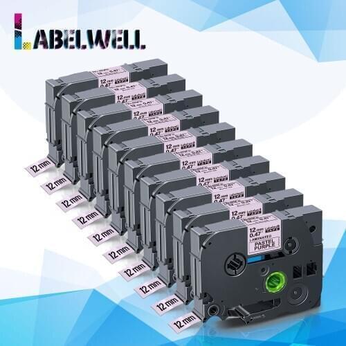 Labelwell 10PK TZe-MQF31 for Brother TZeMQF31 TZe MQF31 12mm Black on Pastel Purple Laminated Label Tape for P Touch label Maker