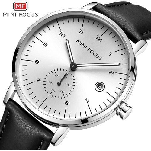 MINI FOCUS 2021 New Casual Fashion Mens Watch Brand Luxury Simple Quartz Wrist Watch Men Waterproof Leather Strap Relogio Hombre