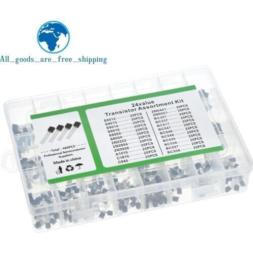 24Values TO-92 Transistor Assortment Assorted Kit Each BC327 BC337 BC517 BC547 BC548 BC549 2N2222 3906 3904 5401 5551 C945 1015