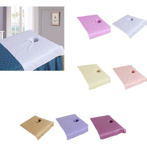 Pure Cotton Massage Table Sectional Sheet with Face Rest Hole 50x80cm, 7 Colors Available