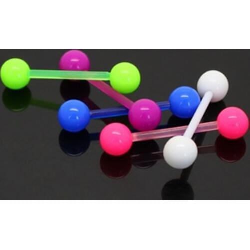 Newest Neon Flexi Tongue Bars Retainer Bright PIERCING STUD NEW 16MM FLEXIBLE 14G UV Acrylic Body Piercing Jewelry Hot Sale