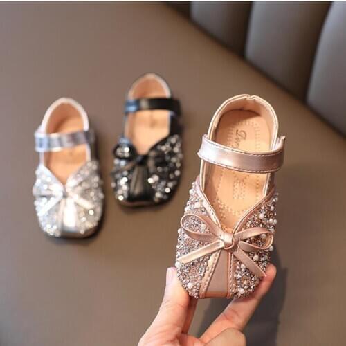 Autumn Children Shoes Girls Flat Heel Princess Dance Sandals Kids Shoes Glitter Leather Fashion Girls Party Dress Wedding Shoes