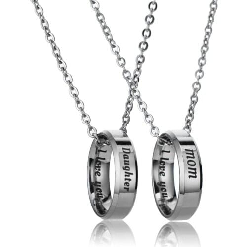 2PC Stainless Steel Necklace Mom Daughter I Love You Circle Round Pendant Family Love Mothers Day Birthday Christmas Gifts Hot