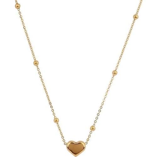 316L Stainless Steel Heart Necklace Simple and Wild Titanium Steel Gold Hip Hop Ladies Necklace No Fade